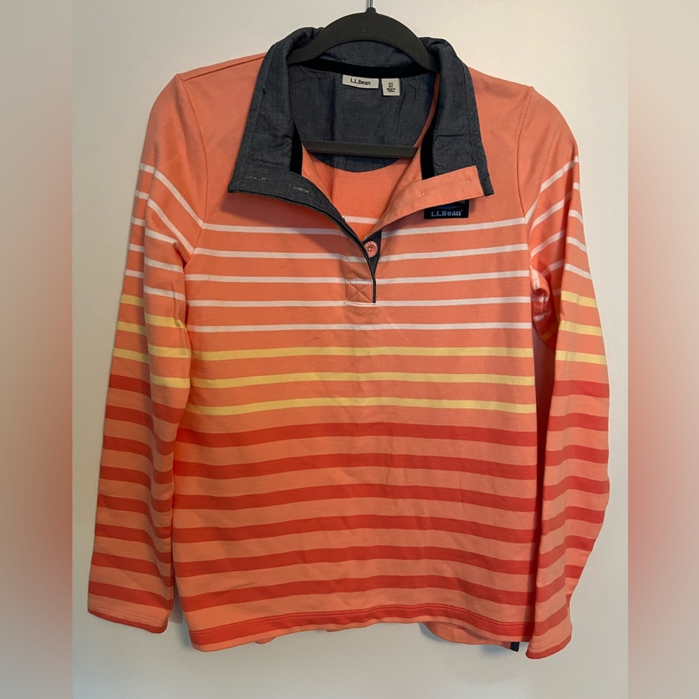 Llbean stripe pullover EUC